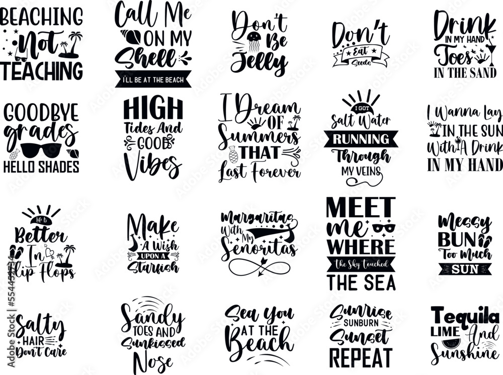 Obraz premium Beach Quotes SVG Bundle 