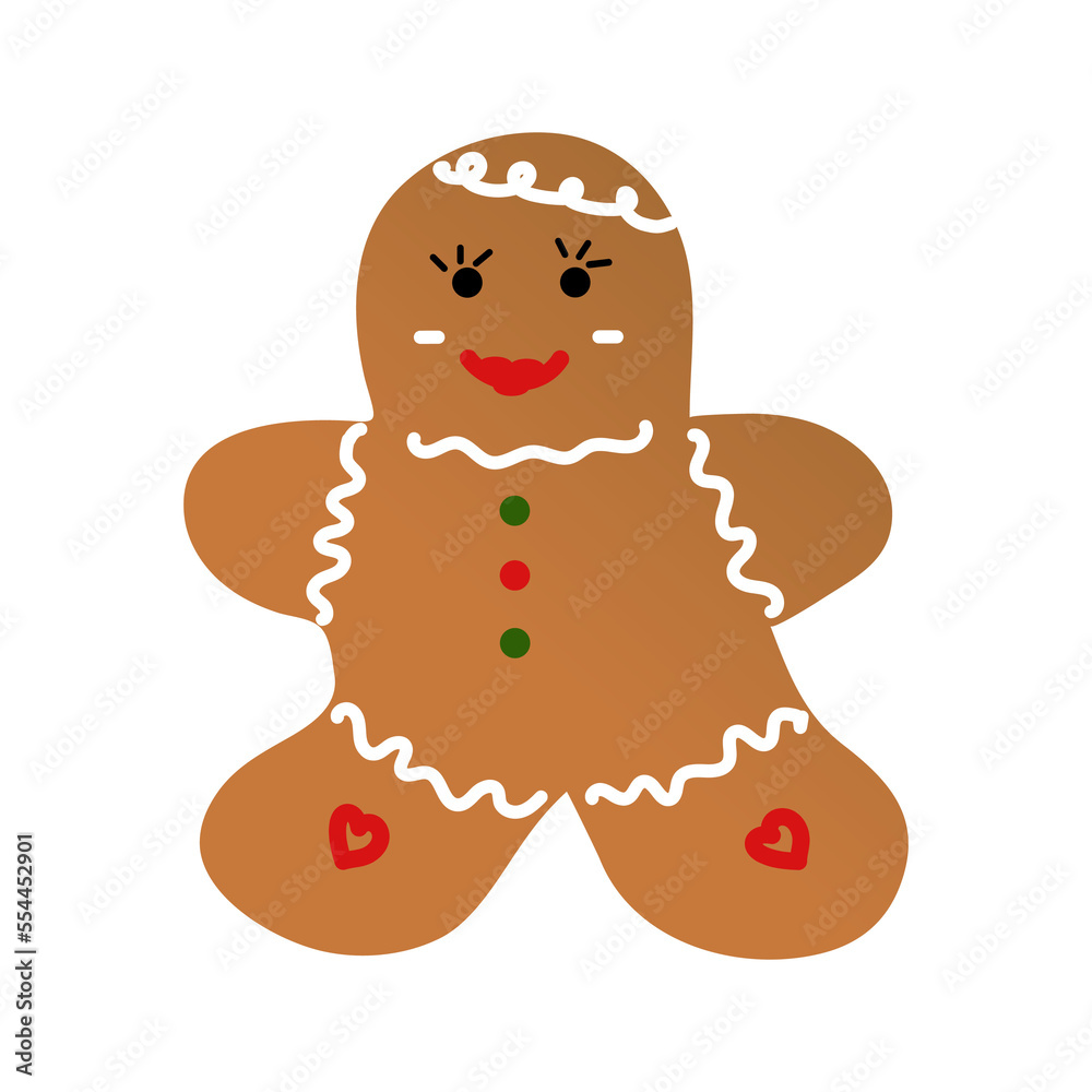 Obraz premium Cute Christmas Gingerbread cookie breadwoman png