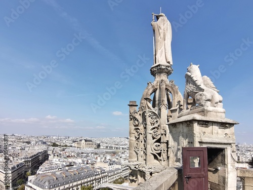 View of the center of Paris from the roof of the famous Saint-Jacques tower photo