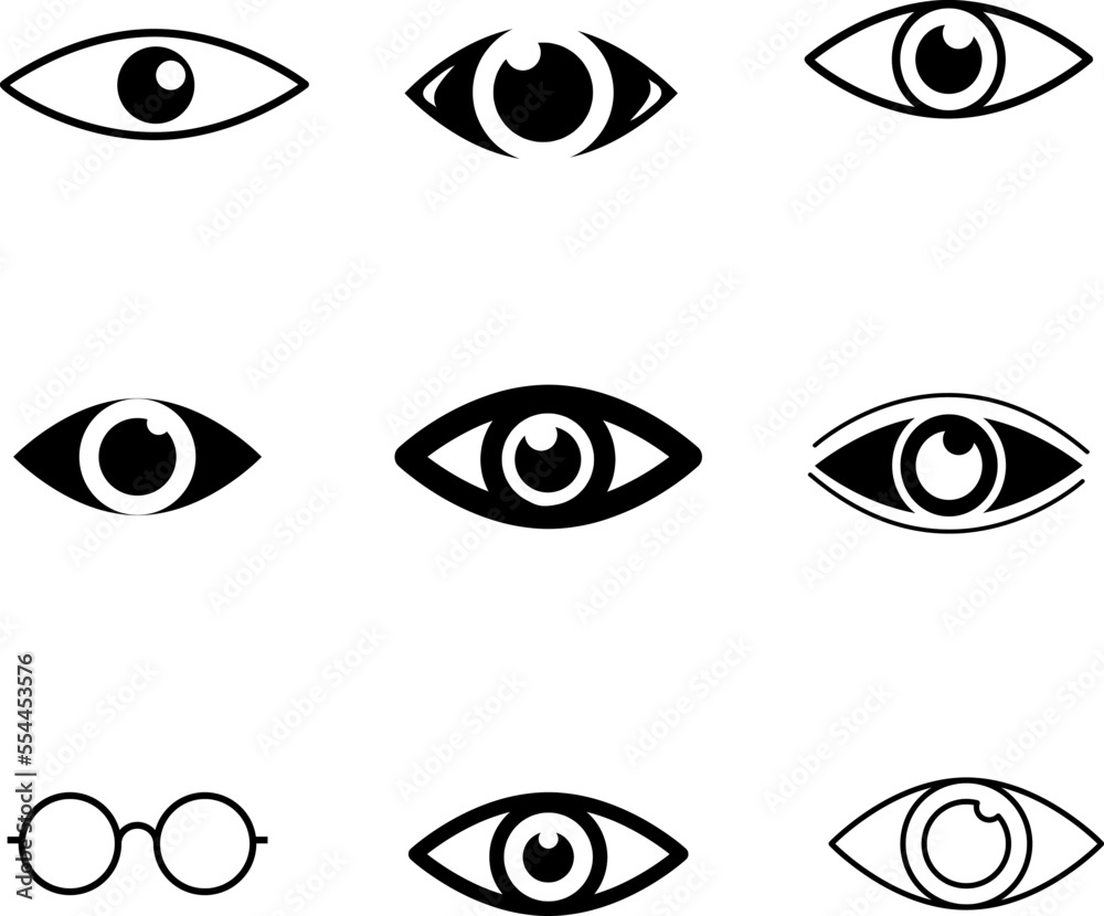 Eye icon set illustration on white background..eps