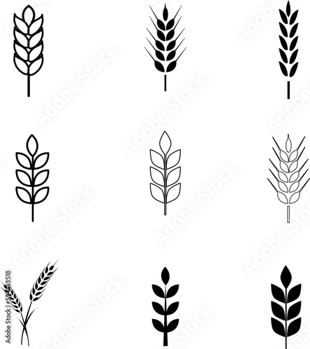 Wheat ears icon set on white background..eps