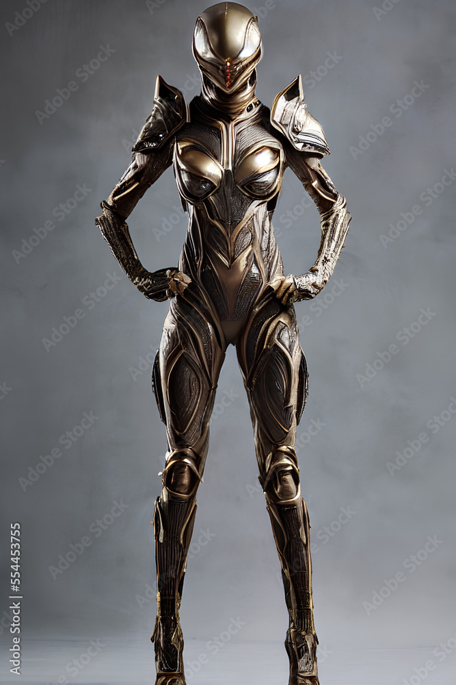 Female alien soldier warrior with full body armor Female alien soldier warrior with full body armor