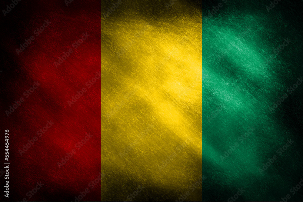 The flag of Guinea on a retro background