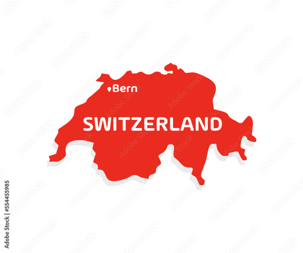 Switzerland map silhouette  with capital Bern logo design. World map, infographic elements vector design and illustration.