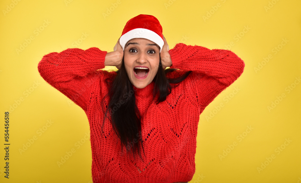 Young Indian Woman celebrating Christmas