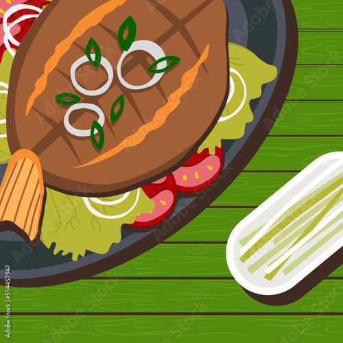 sizzling boneless bangus flat illustration design