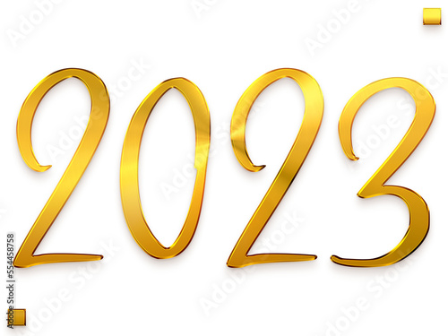 2023 Numbers in Gold Gradient Alphabetical Transparent PNG Text