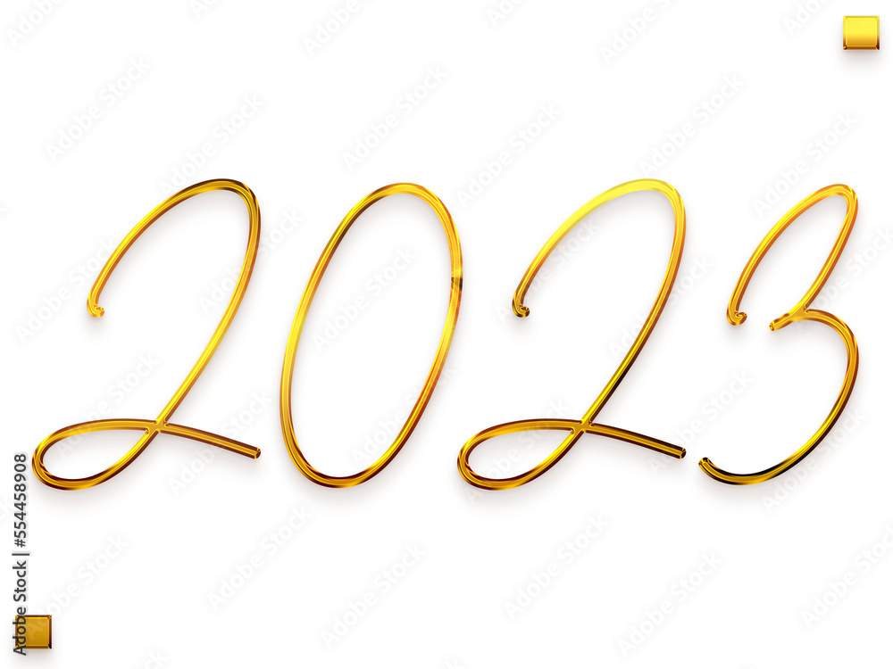2023 Numbers in Gold Gradient Transparent PNG Stylish Cursive Text