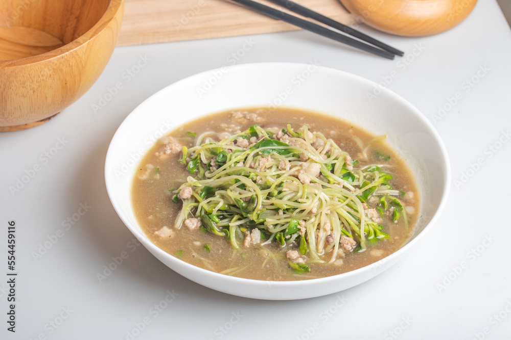 Stir Fried Sunflower Sprouts with Minced Pork Stir Fried Sunflower Sprouts with Minced Pork
