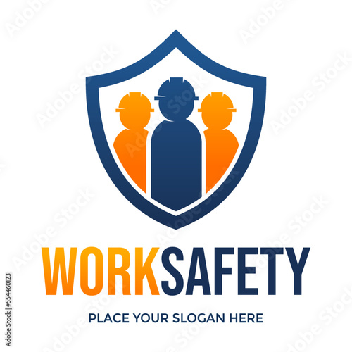 Work safety vector logo template. This design use human symbol. Suitable for project protection.