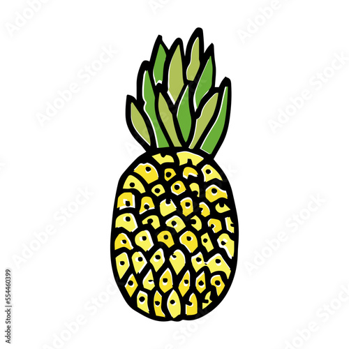 Cute pineapple ananas cartoon character icon vector doodle