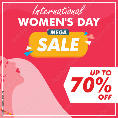 Mega Sale international women's day banner template