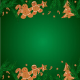  Green Christmas background with cookies
