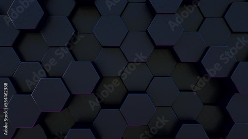 Abstract Hexagon Geometric Surface Loop, minimal black hexagonal grid pattern