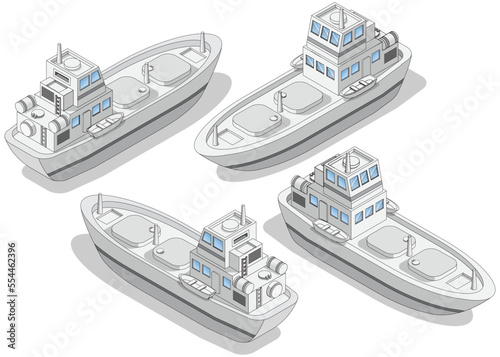 Tanker. Isometric. Isolated on white background. Vector illustration.