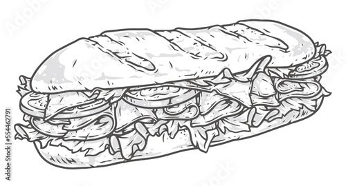 Sandwich baguette logotype colorful detailed