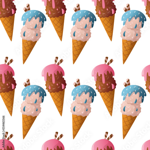 ice cream set, seamless pattern with ice cream, seamless pattern with ice cream in a cone