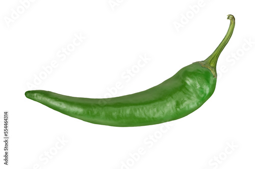 Wallpaper Mural Green chili pepper isolated on transparent background closeup.