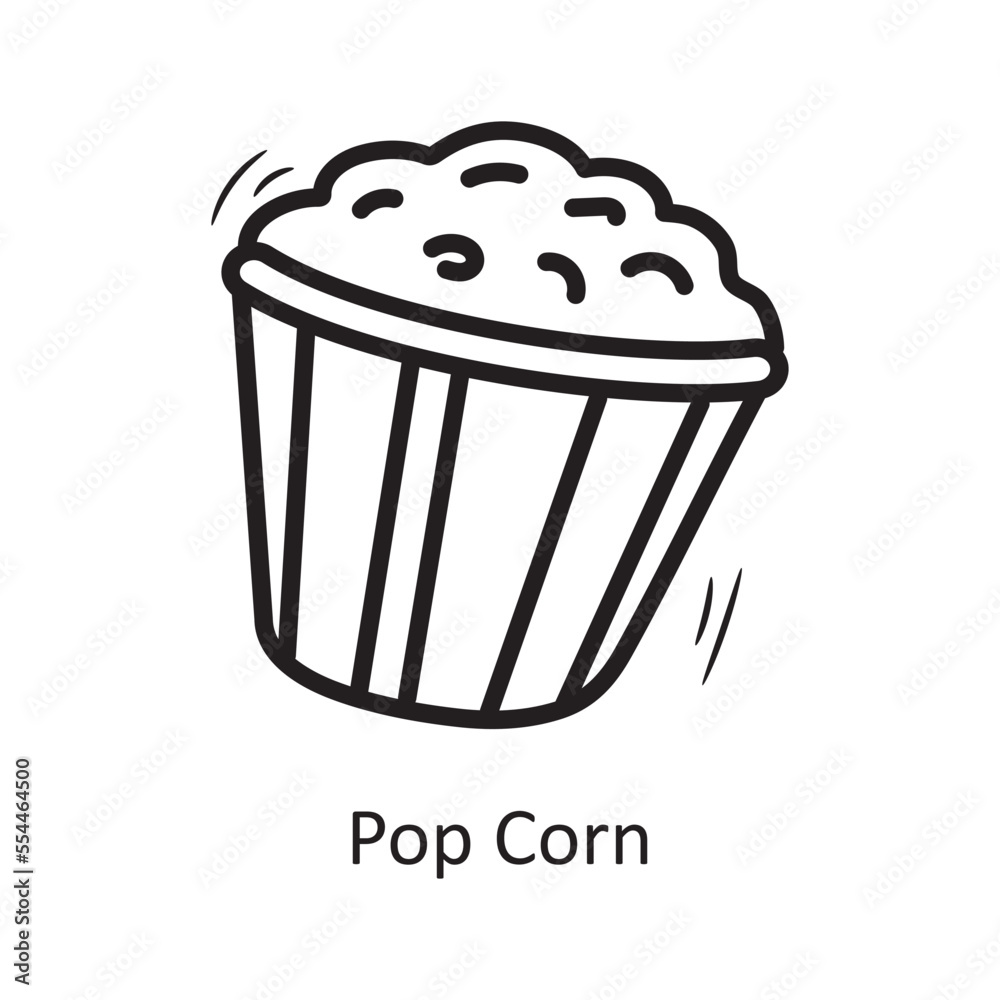 Pop Corn vector outline Icon Design illustration. Entertainment Symbol on White background EPS 10 File Pop Corn vector outline Icon Design illustration. Entertainment Symbol on White background EPS 10 File