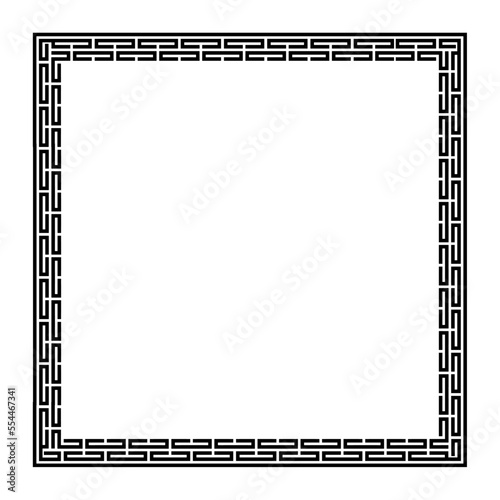 Greek black and white style border frame  circle frame with seamless vector illustration
