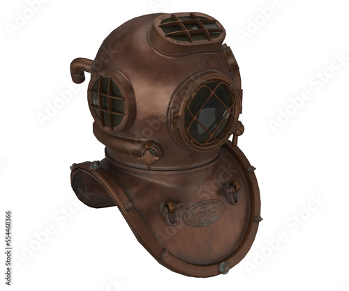 3d rendering ancient diving helmet