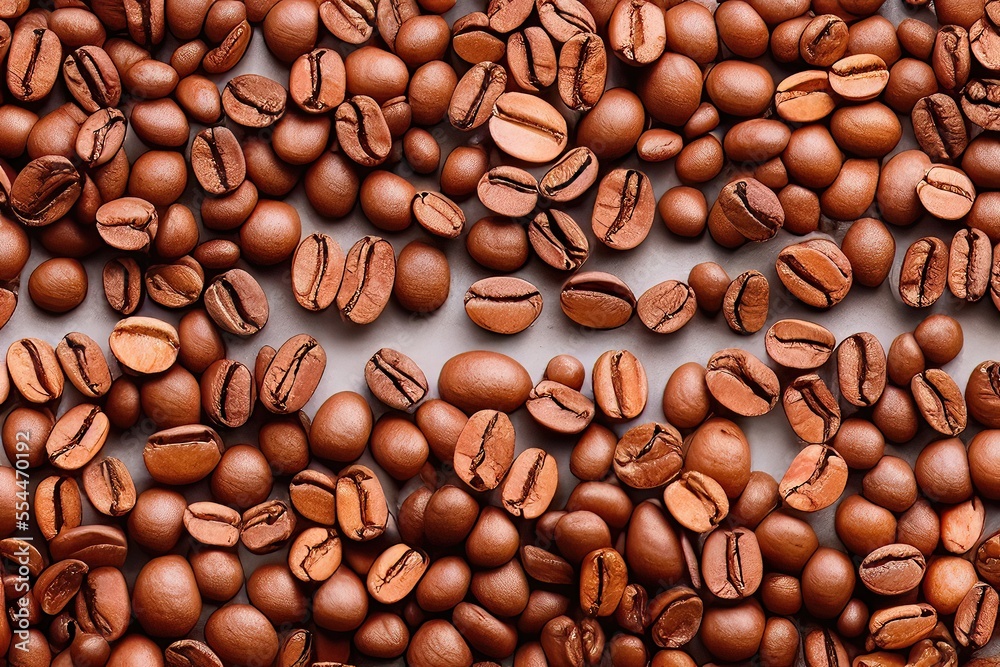 Fototapeta premium Caffeine-Rich Coffee Beans on a Natural Background Generative AI