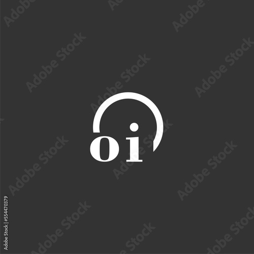 OI initial monogram logo with creative circle line design