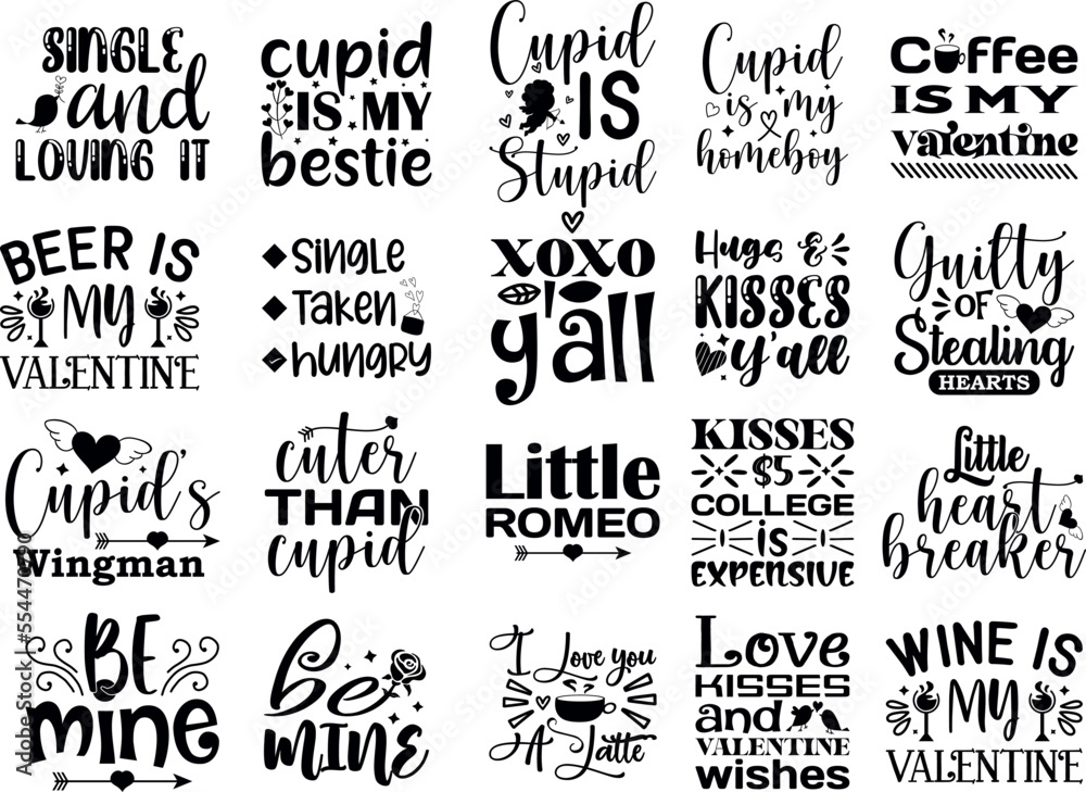 Fototapeta premium Valentine's Day Quotes SVG Bundle pack 05