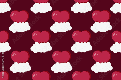 Valentine wrapping paper with heart on a cloud on viva magenta background. Valentines day concept. Wallpaper and bed linen print. Marketing material, website banner.