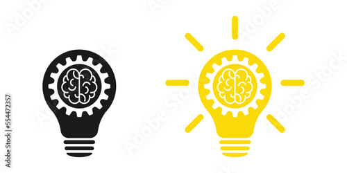 Lamp and brains in the mechanism, innovative lamps, mind ideas. Web design