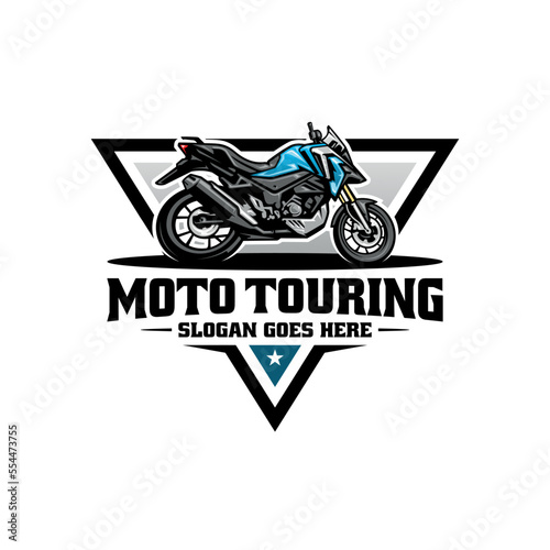 touring and adventure motorcycle logo vector