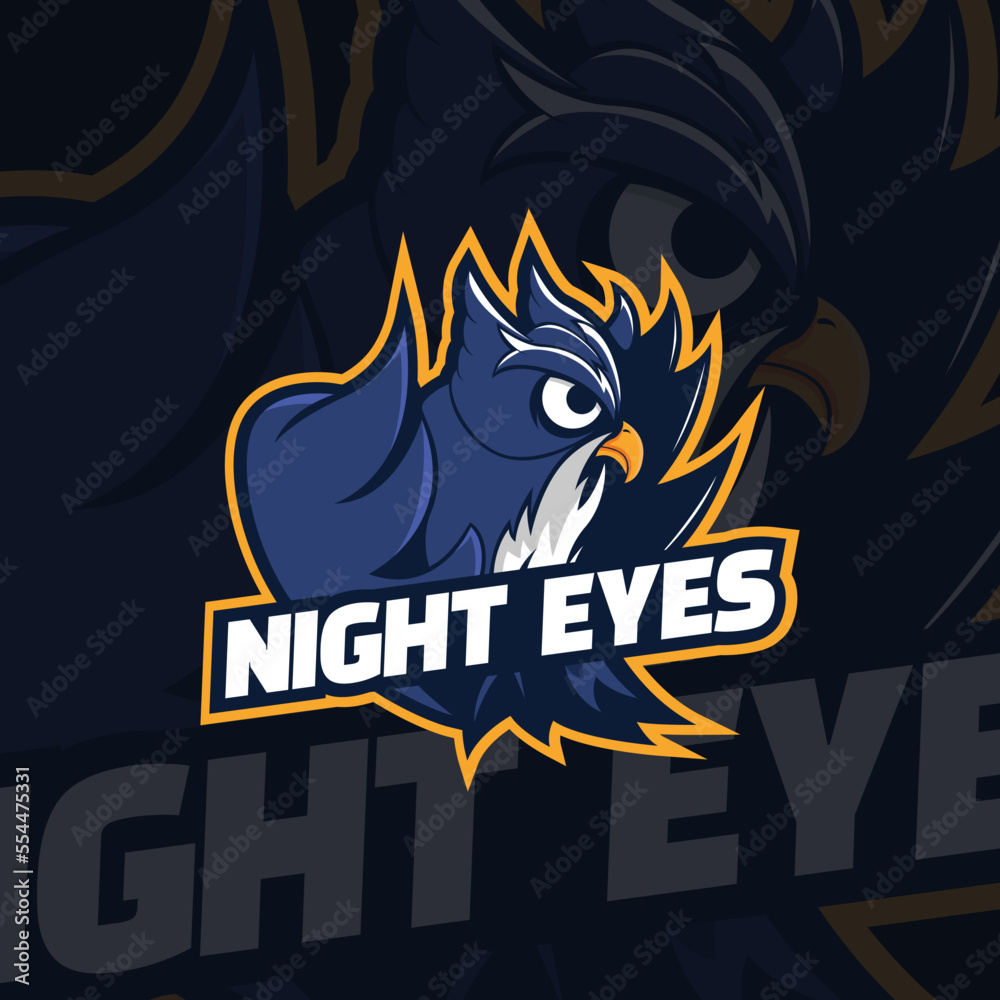 Obraz premium Owl Esport Logo with cool Concept Desaign Logo Illustration.Designs Concept for T-shirts,Logo Brand,Restourant banner, Stickers, or Posters.
