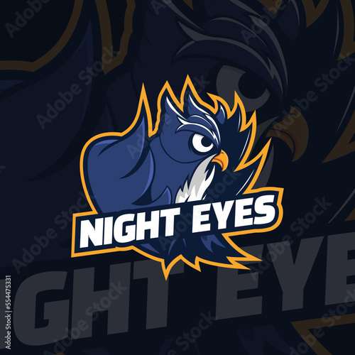 Owl Esport Logo with cool Concept Desaign Logo Illustration.Designs Concept for T-shirts,Logo Brand,Restourant banner, Stickers, or Posters.