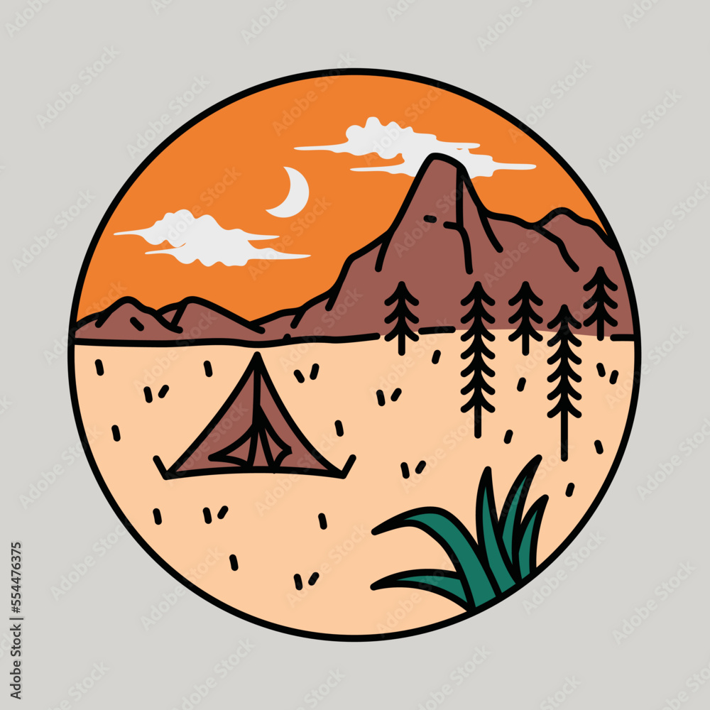 Camping desert graphic illustration vector art t-shirt design