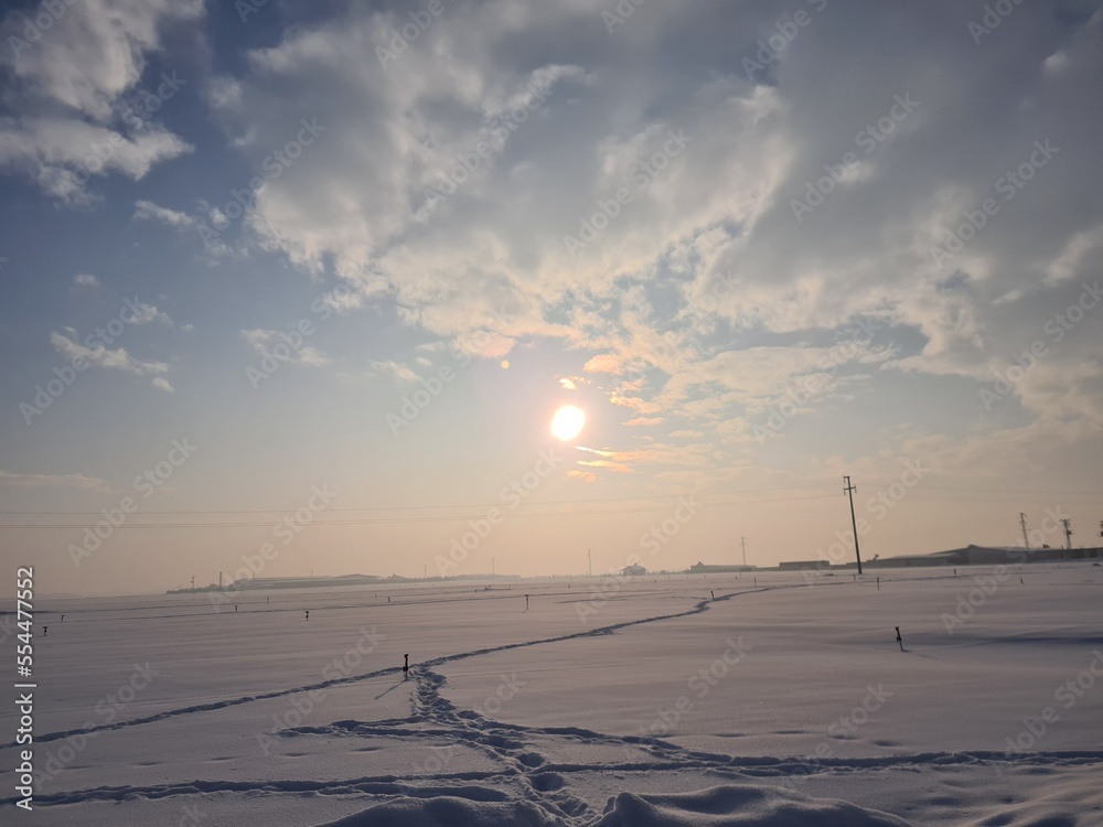 sunset in the snow