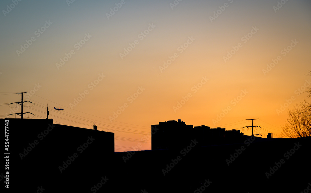 sunset over the city