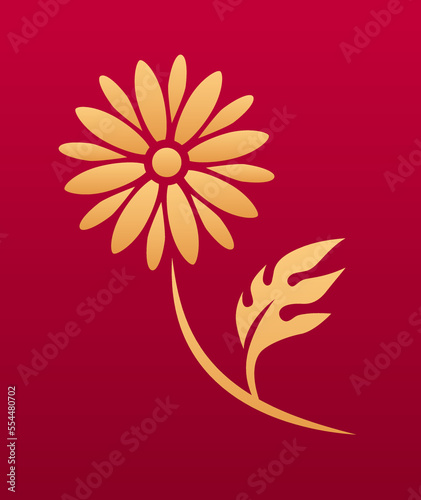 Chinese floral decorative element. Chinese traditional flower pattern. Chrysanthemum flower icon
