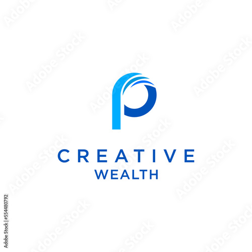 simple letter P logo design for wealth investment vector