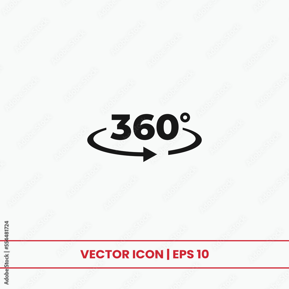 360 degrees view icon vector. Angle 360 degrees sign 360 degrees view icon vector. Angle 360 degrees sign