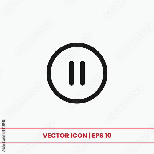 Pause icon vector. Player button sign
