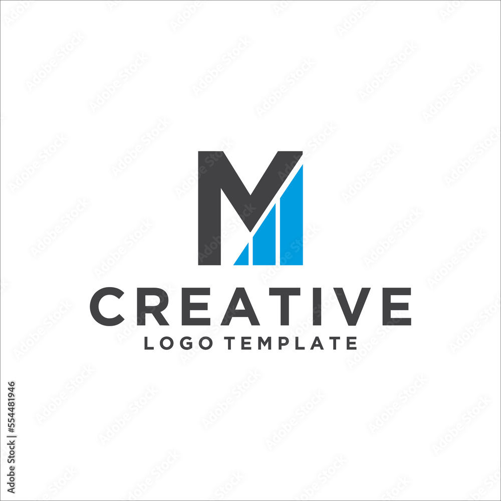 Investment logo with capital letter M, finance logo, financial investment logo, business logo