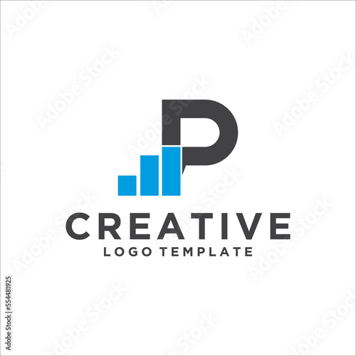 Investment logo with capital letter P, finance logo, financial investment logo, business logo