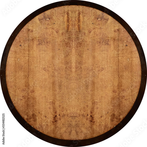 circular framed brown wood board