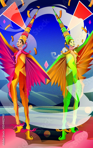 Ilustración de carnaval - fiesta de colores de Perú
