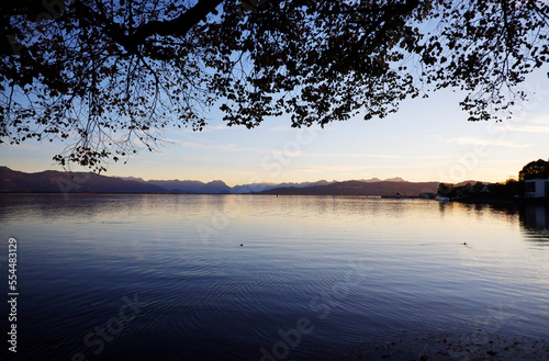 Sunset at the lake constance, Lindau, Bavaria, Germany, Europe