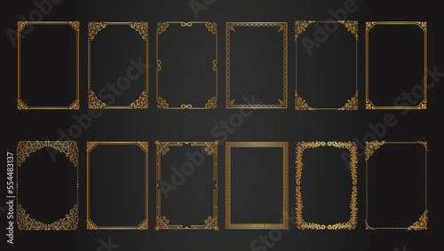 Decorative vintage frames. Retro ornamental frame, rectangle ornaments, and ornate border. Decorative wedding frames, antique museum picture borders, or deco dividers. Isolated icons set