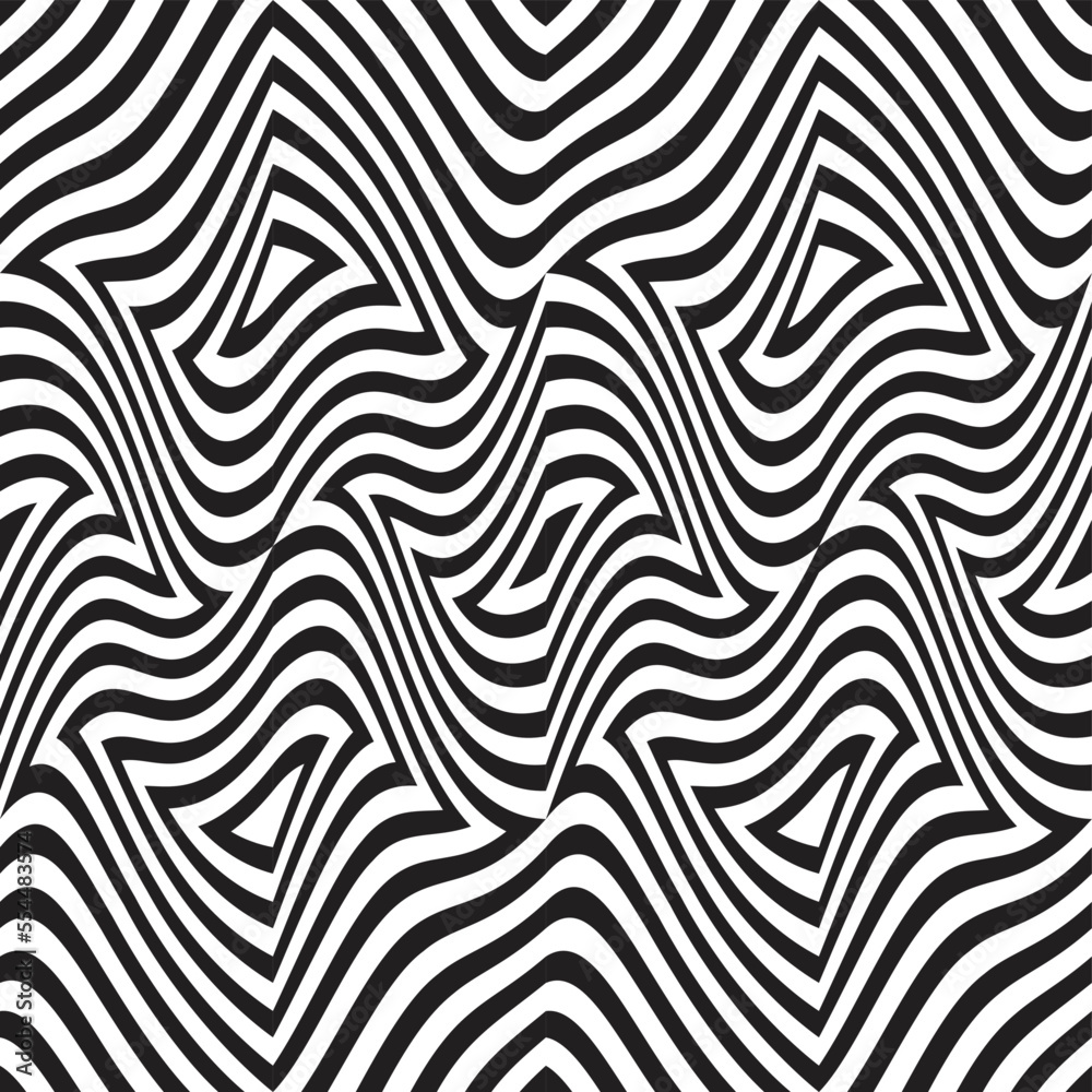 Warped pattern with lines.Unusual poster Design .Vector stripes .Geometric texture

