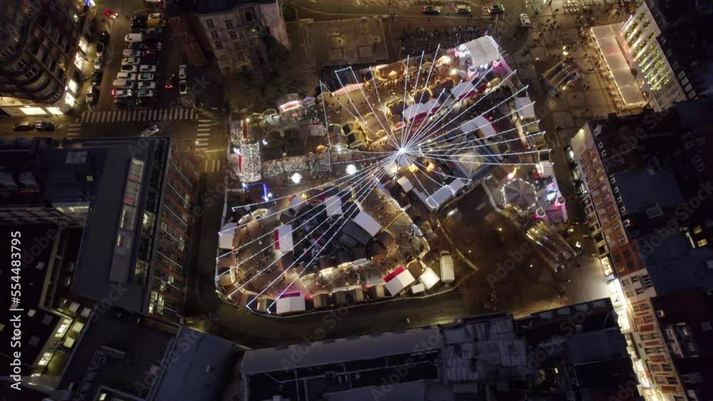 Aerial drone view of Lille, France, at Christmas by night. Amazing 4K video of Christmas Market Aerial drone view of Lille, France, at Christmas by night. Amazing 4K video of Christmas Market