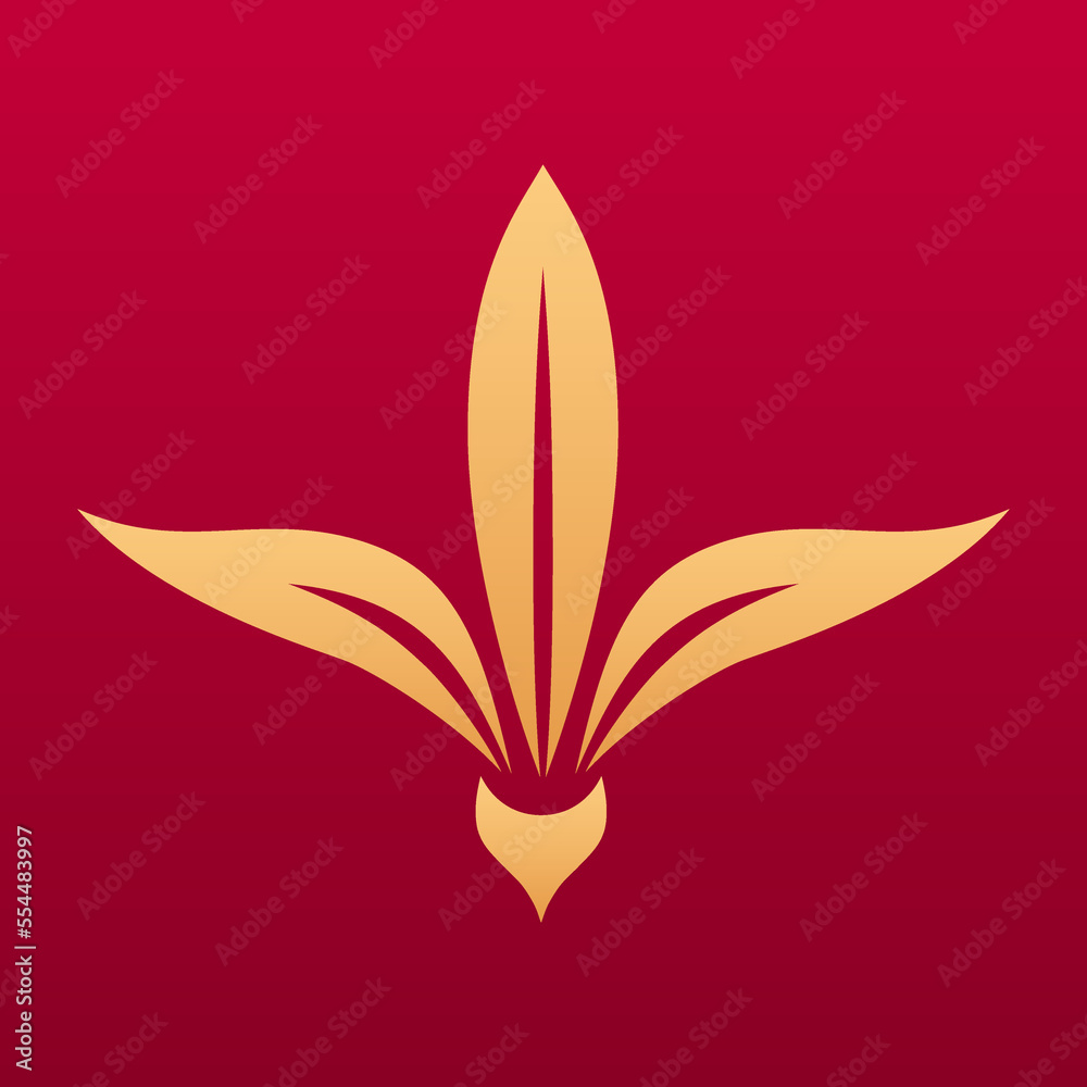 Chinese plant decorative element. Chinese traditional floral pattern. Peony leaf pattern. Isolated vector illustration