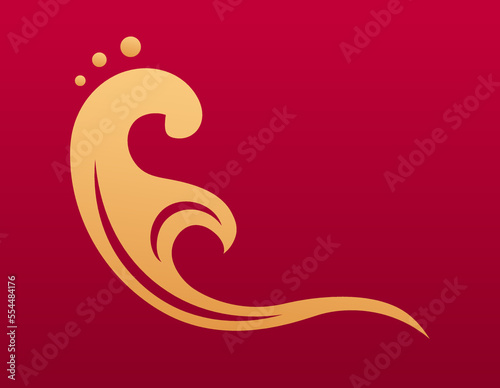 Sea wave chinese decorative element. Asian golden traditional illustration. Decoration elements